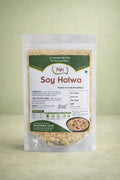 Packaged Soy Halwa with M&H branding on a light green background