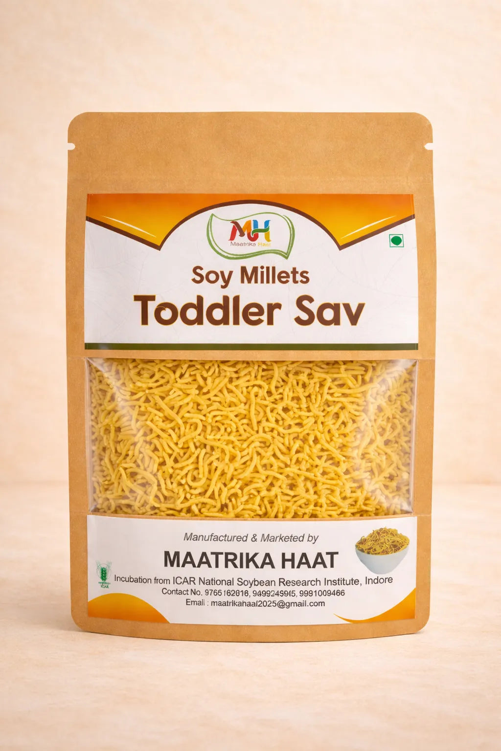 Package of Soy Millets Toddler Sav by Maatrika Haat on a beige background
